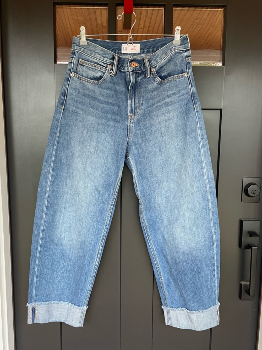 Gap High Rise Cuffed Barrel Jeans